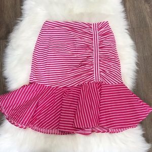 Zara basics pink and white striped skirt size XS .